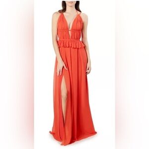 Dress the Population Athena Orange poppy Fit and Flare Maxi Dress size‎ medium